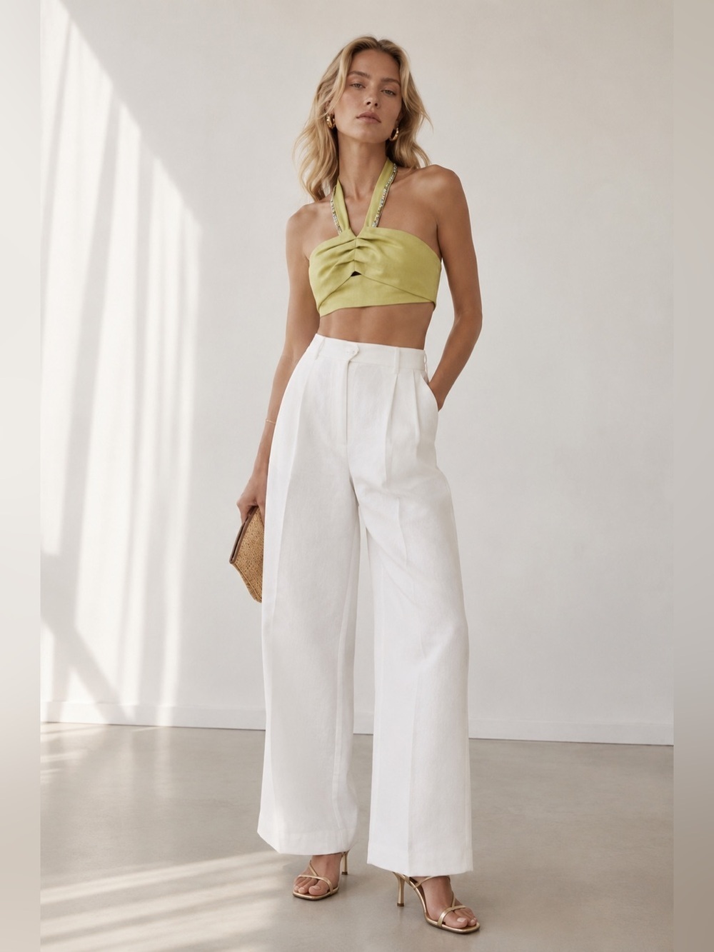 Sandro Avedis Embellished Linen Blend Crop Top Size 3 NWT